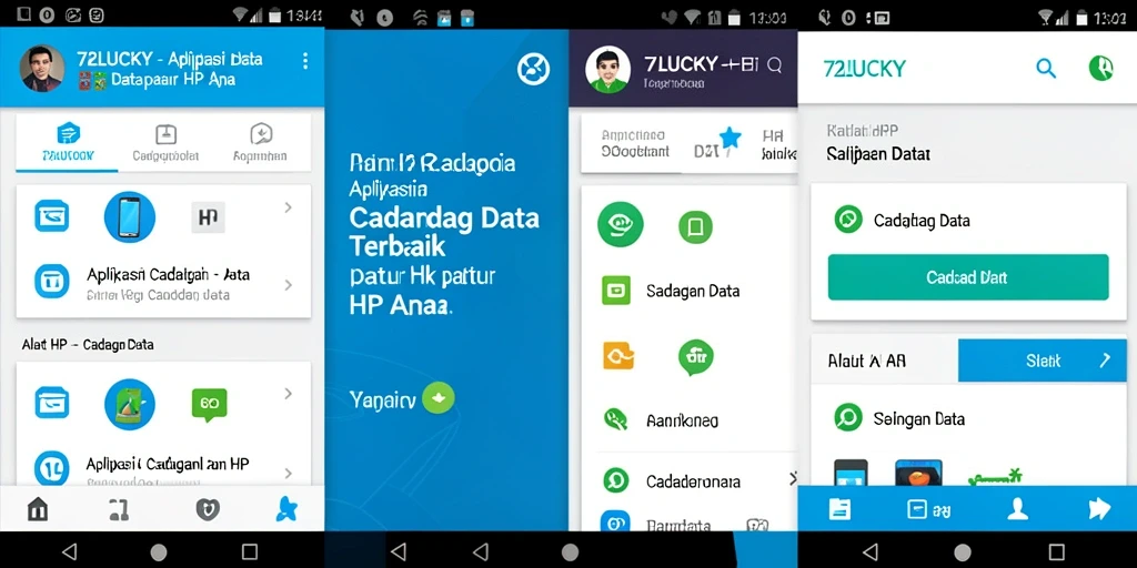 Tampilan antarmuka aplikasi 72LUCKY untuk cadangan data.
