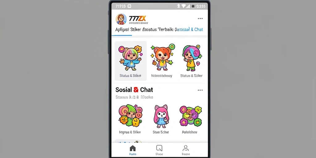Tampilan antarmuka utama 777ZX dengan berbagai stiker dan status.