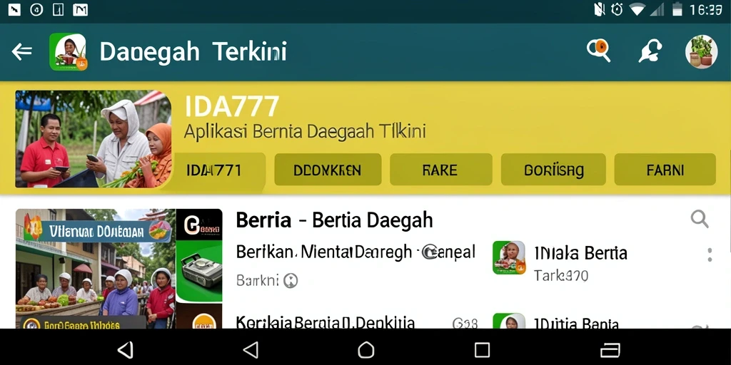 Antarmuka aplikasi berita daerah IDA777 yang informatif dan menarik.