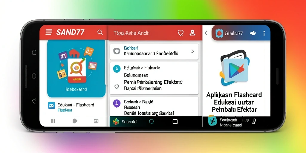 Antarmuka aplikasi SAND77 yang modern dan interaktif untuk belajar.